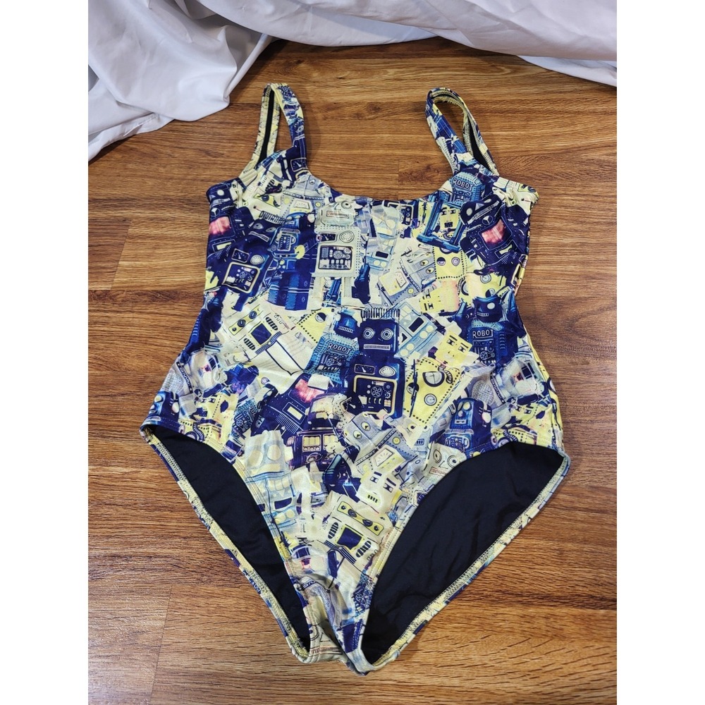 We Are Handsome Swimwear Size M 1 Piece Bathingsuit Robots Robot